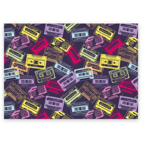 Поздравительная открытка с принтом Разноцветные кассеты в Санкт-Петербурге, 100% бумага | плотность бумаги 280 г/м2, матовая, на обратной стороне линовка и место для марки
 | audio | drawing | green | mauve | multicolored | music | purple | retro | turquoise | vintage | yellow | аудио | бирюза | винтаж | желтый | зеленый | кассета | лиловый | музыка | разноцветные | ретро | рисунок | фиолетовый
