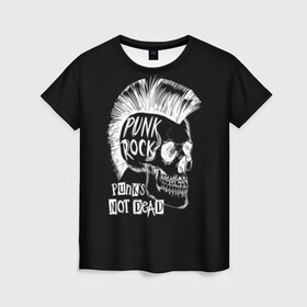 Женская футболка 3D с принтом Панки не умирают в Санкт-Петербурге, 100% полиэфир ( синтетическое хлопкоподобное полотно) | прямой крой, круглый вырез горловины, длина до линии бедер | dude | guy | illustration | mohawk | music | negative | punk rock | punks | retro | skull | style | vintage | винтаж | иллюстрация | ирокез | музыка | негатив | панк рок | панки | парень | ретро | стиль | череп | чувак