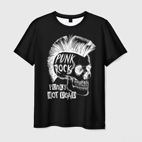 Мужская футболка 3D с принтом Панки не умирают в Санкт-Петербурге, 100% полиэфир | прямой крой, круглый вырез горловины, длина до линии бедер | dude | guy | illustration | mohawk | music | negative | punk rock | punks | retro | skull | style | vintage | винтаж | иллюстрация | ирокез | музыка | негатив | панк рок | панки | парень | ретро | стиль | череп | чувак