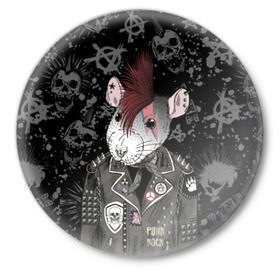 Значок с принтом Крыса в косухе в Санкт-Петербурге,  металл | круглая форма, металлическая застежка в виде булавки | Тематика изображения на принте: anarchy | clothes | cool | earring | hairstyle | hamster | icon | jacket | mohawk | mouse | music | muzzle | piercing | punk | rat | riveting | rock | skull | spikes | анархия | значок | ирокез | к | клепки | круто | крыса | куртка | музыка | мышь
