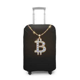 Чехол для чемодана 3D с принтом Бриллиантовый биткоин в Санкт-Петербурге, 86% полиэфир, 14% спандекс | двустороннее нанесение принта, прорези для ручек и колес | bitcoin | black | chain | color | diamond | emblem | gold | golden | hip hop | logo | luxury | money | style | symbol | алмаз | блеск | блестящий | бриллиант | валюта | деньги | знак | золото | золотой | криптовалюта | кулон | логотип | люкс | роскошь | с