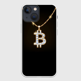Чехол для iPhone 13 mini с принтом Бриллиантовый биткоин в Санкт-Петербурге,  |  | bitcoin | black | chain | color | diamond | emblem | gold | golden | hip hop | logo | luxury | money | style | symbol | алмаз | блеск | блестящий | бриллиант | валюта | деньги | знак | золото | золотой | криптовалюта | кулон | логотип | люкс | роскошь | с