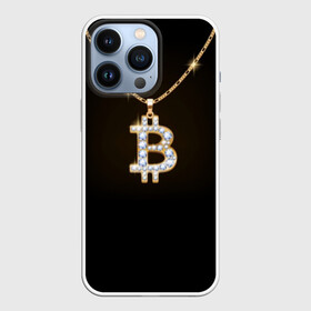 Чехол для iPhone 13 Pro с принтом Бриллиантовый биткоин в Санкт-Петербурге,  |  | bitcoin | black | chain | color | diamond | emblem | gold | golden | hip hop | logo | luxury | money | style | symbol | алмаз | блеск | блестящий | бриллиант | валюта | деньги | знак | золото | золотой | криптовалюта | кулон | логотип | люкс | роскошь | с