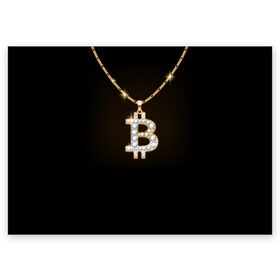 Поздравительная открытка с принтом Бриллиантовый биткоин в Санкт-Петербурге, 100% бумага | плотность бумаги 280 г/м2, матовая, на обратной стороне линовка и место для марки
 | bitcoin | black | chain | color | diamond | emblem | gold | golden | hip hop | logo | luxury | money | style | symbol | алмаз | блеск | блестящий | бриллиант | валюта | деньги | знак | золото | золотой | криптовалюта | кулон | логотип | люкс | роскошь | с