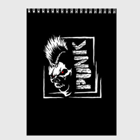 Скетчбук с принтом Punk в Санкт-Петербурге, 100% бумага
 | 48 листов, плотность листов — 100 г/м2, плотность картонной обложки — 250 г/м2. Листы скреплены сверху удобной пружинной спиралью | Тематика изображения на принте: anarchy | anger | black | emblem | hair | hairstyle | horror | illustration | look | mohawk | punk | red | scar | scary | skull | terrible | white | анархия | белый | взгляд | волосы | злость | иллюстрация | ирокез | красный | панк | прическа | страшный |