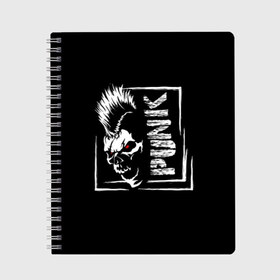 Тетрадь с принтом Punk в Санкт-Петербурге, 100% бумага | 48 листов, плотность листов — 60 г/м2, плотность картонной обложки — 250 г/м2. Листы скреплены сбоку удобной пружинной спиралью. Уголки страниц и обложки скругленные. Цвет линий — светло-серый
 | anarchy | anger | black | emblem | hair | hairstyle | horror | illustration | look | mohawk | punk | red | scar | scary | skull | terrible | white | анархия | белый | взгляд | волосы | злость | иллюстрация | ирокез | красный | панк | прическа | страшный |