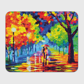 Прямоугольный коврик для мышки с принтом Осенний бульвар в Санкт-Петербурге, натуральный каучук | размер 230 х 185 мм; запечатка лицевой стороны | art | blue | couple | green | lovers | orange | street | tree | umbrella | yellow | влюбленные | дерево | дождь | желтый | зеленый | зонт | искусство | картина | краски | красный | листья | масло | о | оранжевый | осенний | отражение