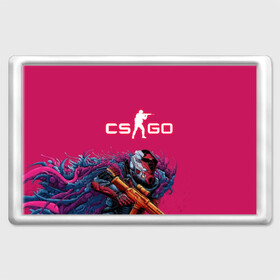 Магнит 45*70 с принтом CS GO Hyper Beast в Санкт-Петербурге, Пластик | Размер: 78*52 мм; Размер печати: 70*45 | 2019 | computer game | counter strike | cs | cs go | csgo | dota | dota2 | game | howl | hyperbeast | warning | автомат | вой | го | игрок | компьютерная игра | контр страйк | контра | кс | оружие | турнир