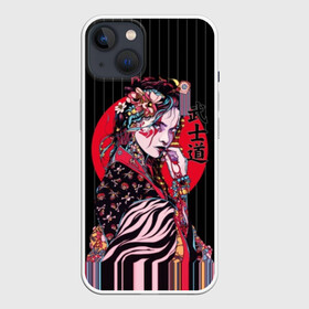 Чехол для iPhone 13 с принтом Гейша в Санкт-Петербурге,  |  | beauty | black | bright | character | cool | decorations | flowers | geisha | girl | hairstyle | japan | kimon | lines | red | stripes | woman | young | девушка | женщина | иероглиф | кимоно | красный | красотка | круто | линии | молодая | полосы 