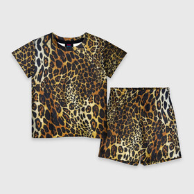 Детский костюм с шортами 3D с принтом Шкура леопарда в Санкт-Петербурге,  |  | animal | cheeky | dangerous | leopard | nature | pattern | predator | skin | spots | wild | дерзкий | дикий | животное | леопард | опасный | природа | пятна | узор | хищник