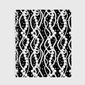 Тетрадь с принтом Жемчуг в Санкт-Петербурге, 100% бумага | 48 листов, плотность листов — 60 г/м2, плотность картонной обложки — 250 г/м2. Листы скреплены сбоку удобной пружинной спиралью. Уголки страниц и обложки скругленные. Цвет линий — светло-серый
 | ball | beads | black | circle | decoration | luxury | nacre | necklace | pearl | thread | white | белый | бусы | жемчуг | колье | круг | нить | перламутр | роскошь | украшение | черный | шар