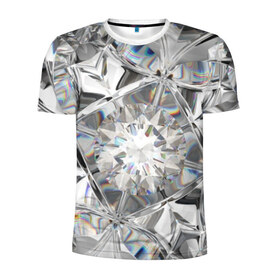 Мужская футболка 3D спортивная с принтом Бриллиантовый блеск в Санкт-Петербурге, 100% полиэстер с улучшенными характеристиками | приталенный силуэт, круглая горловина, широкие плечи, сужается к линии бедра | Тематика изображения на принте: cut | diamond | gem | glitter | jewel | kaleidoscope | luxury | shine | sparkle | white | алмаз | белый | блеск | бриллиант | диамант | драгоценность | драгоценный камень | калейдоскоп | люкс | огранка | роскошь | сверкать | сияние