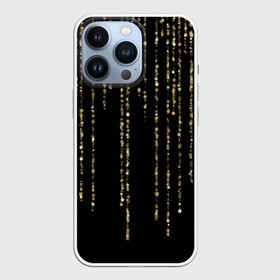 Чехол для iPhone 13 Pro с принтом Золотой глиттер в Санкт-Петербурге,  |  | black | christmas | confetti | decoration | garland | glitter | gold | holiday | lines | new year | rain | shimmer | shining | sparkle | блеск | блёстки | гирлянда | глиттер | дождь | золото | конфетти | линии | мерцание | новый год | праздник | рождество