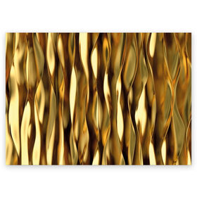 Поздравительная открытка с принтом Золотые волны в Санкт-Петербурге, 100% бумага | плотность бумаги 280 г/м2, матовая, на обратной стороне линовка и место для марки
 | abstraction | cool | glitter | gold | lines | luxury | metal | ribbons | shine | texture | абстракция | блеск | волны | золото | круто | ленты | линии | металл | прикольно | роскошь | сиять | текстура