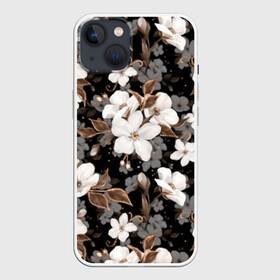 Чехол для iPhone 13 с принтом Белые цветы в Санкт-Петербурге,  |  | black | bud | cute | flora | flowers | golden | leaves | plant | romance | spring | tenderness | white | yellow | белый | бутон | весна | желтый | золотой | листья | мило | нежность | растение | романтика | флора | цветы | черный