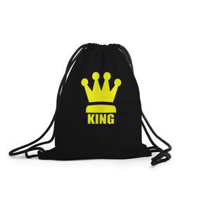 Рюкзак-мешок 3D с принтом King в Санкт-Петербурге, 100% полиэстер | плотность ткани — 200 г/м2, размер — 35 х 45 см; лямки — толстые шнурки, застежка на шнуровке, без карманов и подкладки | Тематика изображения на принте: king | король | корона | прикол | шахматы