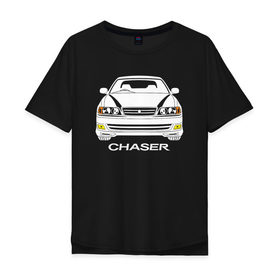 Мужская футболка хлопок Oversize с принтом Toyota Chaser 100 (сток) в Санкт-Петербурге, 100% хлопок | свободный крой, круглый ворот, “спинка” длиннее передней части | Тематика изображения на принте: 