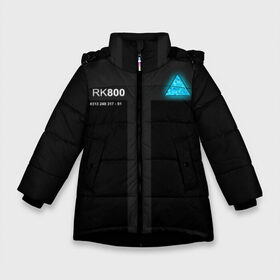 Зимняя куртка для девочек 3D с принтом RK800 CONNOR в Санкт-Петербурге, ткань верха — 100% полиэстер; подклад — 100% полиэстер, утеплитель — 100% полиэстер. | длина ниже бедра, удлиненная спинка, воротник стойка и отстегивающийся капюшон. Есть боковые карманы с листочкой на кнопках, утяжки по низу изделия и внутренний карман на молнии. 

Предусмотрены светоотражающий принт на спинке, радужный светоотражающий элемент на пуллере молнии и на резинке для утяжки. | action | ai | android | connor | dbhpk19 | detroit become human | rk 800 | rk 900 | андроиды | детектив | игра | интерактивное кино | кара | коннор | логотип | маркус | роботы | фирменный стиль | экшн