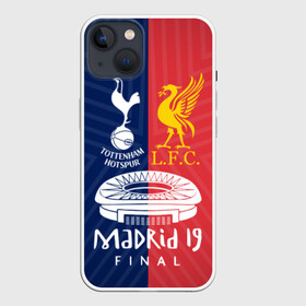 Чехол для iPhone 13 с принтом Champions Final в Санкт-Петербурге,  |  | champions league | england | final | kane | liverpool tottenham | madrid | salah | spain | кейн | ливерпуль | лига чемпионов | мадрид | салах | тоттенхэм