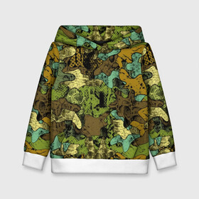 Детская толстовка 3D с принтом Камуфляж в Санкт-Петербурге, 100% полиэстер | двухслойный капюшон со шнурком для регулировки, мягкие манжеты на рукавах и по низу толстовки, спереди карман-кенгуру с мягким внутренним слоем | Тематика изображения на принте: abstraction | army | art | background | blue | camouflage | clothing | color | green | marsh | pattern | snake | stencil | uniform | абстракция | армия | арт | болотный | зеленый | змея | камуфляж | одежда | трафарет | узор | униформа | фон | цв