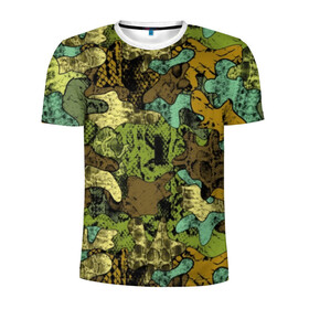 Мужская футболка 3D спортивная с принтом Камуфляж в Санкт-Петербурге, 100% полиэстер с улучшенными характеристиками | приталенный силуэт, круглая горловина, широкие плечи, сужается к линии бедра | Тематика изображения на принте: abstraction | army | art | background | blue | camouflage | clothing | color | green | marsh | pattern | snake | stencil | uniform | абстракция | армия | арт | болотный | зеленый | змея | камуфляж | одежда | трафарет | узор | униформа | фон | цв