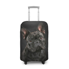 Чехол для чемодана 3D с принтом Французский бульдог в Санкт-Петербурге, 86% полиэфир, 14% спандекс | двустороннее нанесение принта, прорези для ручек и колес | Тематика изображения на принте: animal | background | beast | black | breed | bulldog | cool | cute | dog | ears | french | jaw | look | muzzle | portrait | wool | бульдог | взгляд | животное | зверь | милый | пёс | порода | портрет | прикольно | псина | собака | уши | фон | фра