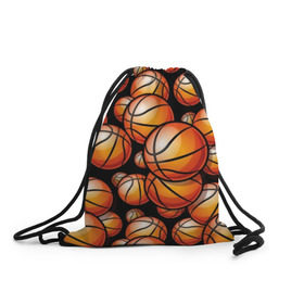 Рюкзак-мешок 3D с принтом Баскетбольные мячи в Санкт-Петербурге, 100% полиэстер | плотность ткани — 200 г/м2, размер — 35 х 45 см; лямки — толстые шнурки, застежка на шнуровке, без карманов и подкладки | Тематика изображения на принте: activity | ball | basketball | black | brightness | brown | circle | color | game | illustration | orange | sport | victory | yellow | активность | апельсиновый | баскетбол | желтый | игра | иллюстрация | коричневый | круг | мяч | оранжевый | победа | спо