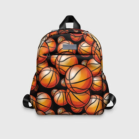 Детский рюкзак 3D с принтом Баскетбольные мячи в Санкт-Петербурге, 100% полиэстер | лямки с регулируемой длиной, сверху петелька, чтобы рюкзак можно было повесить на вешалку. Основное отделение закрывается на молнию, как и внешний карман. Внутри дополнительный карман. По бокам два дополнительных кармашка | activity | ball | basketball | black | brightness | brown | circle | color | game | illustration | orange | sport | victory | yellow | активность | апельсиновый | баскетбол | желтый | игра | иллюстрация | коричневый | круг | мяч | оранжевый | победа | спо