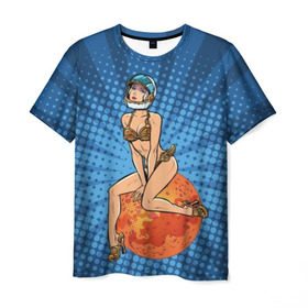Мужская футболка 3D с принтом Пин - ап девушка ретро в Санкт-Петербурге, 100% полиэфир | прямой крой, круглый вырез горловины, длина до линии бедер | 