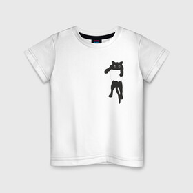 Детская футболка хлопок с принтом Кися в кармане в Санкт-Петербурге, 100% хлопок | круглый вырез горловины, полуприлегающий силуэт, длина до линии бедер | cat | арт | животные | карман | кися | кот | кот в кармане | котенок | коты | кошка