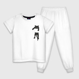 Детская пижама хлопок с принтом Кися в кармане в Санкт-Петербурге, 100% хлопок |  брюки и футболка прямого кроя, без карманов, на брюках мягкая резинка на поясе и по низу штанин
 | Тематика изображения на принте: cat | арт | животные | карман | кися | кот | кот в кармане | котенок | коты | кошка