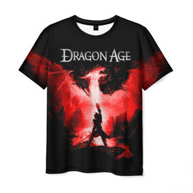 Мужская футболка 3D с принтом Dragon Age в Санкт-Петербурге, 100% полиэфир | прямой крой, круглый вырез горловины, длина до линии бедер | dragon age | gamer | grey wardens | inquisition | игры | инквизиция | компьютерные игры | серые стражи