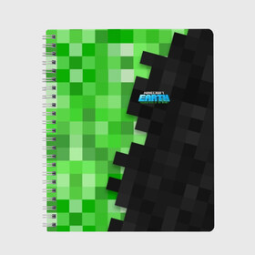 Тетрадь с принтом Minecraft EARTH в Санкт-Петербурге, 100% бумага | 48 листов, плотность листов — 60 г/м2, плотность картонной обложки — 250 г/м2. Листы скреплены сбоку удобной пружинной спиралью. Уголки страниц и обложки скругленные. Цвет линий — светло-серый
 | craft | creeper | earth | game | green | logo | mine | minecraft | mobile | online | world | зеленый | земля | зомби | игра | крипер | лого | майкрафт | майнкрафт | мир | мобайл | онлайн | планета | синий | текстура