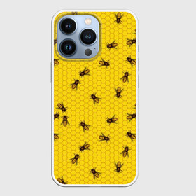 Чехол для iPhone 13 Pro с принтом Пчелы в сотах в Санкт-Петербурге,  |  | bee | beehive | brown | bug | honey | honeycomb | insect | toiler | yellow | букашка | желтый | коричневый | мёд | насекомое | пчела | соты | труженик | улей