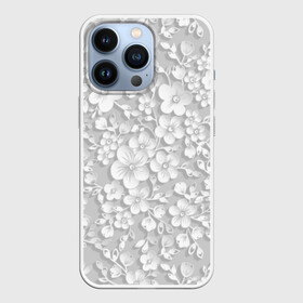 Чехол для iPhone 13 Pro с принтом Белые цветы в Санкт-Петербурге,  |  | bud | cute | flora | flower | gently | gray | leaves | petal | plants | tenderness | white | белый | бутон | лепесток | листья | мило | нежно | нежность | растений | серый | флора | цветок