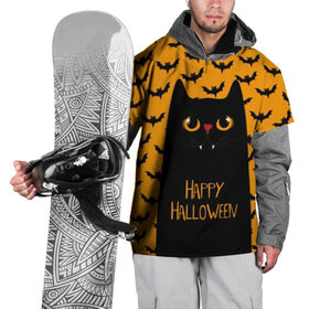 Накидка на куртку 3D с принтом Happy Halloween в Санкт-Петербурге, 100% полиэстер |  | Тематика изображения на принте: autumn | bat | black | cat | eyes | fangs | halloween | holiday | horror | horrors | mouse | yellow | глаза | желтый | жуть | клыки | кот | летучая | мышь | осень | праздник | ужасы | хэллоуин | черный