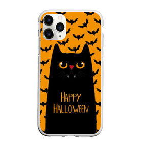 Чехол для iPhone 11 Pro Max матовый с принтом Happy Halloween в Санкт-Петербурге, Силикон |  | autumn | bat | black | cat | eyes | fangs | halloween | holiday | horror | horrors | mouse | yellow | глаза | желтый | жуть | клыки | кот | летучая | мышь | осень | праздник | ужасы | хэллоуин | черный