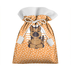 Подарочный 3D мешок с принтом Овчарка Йога в Санкт-Петербурге, 100% полиэстер | Размер: 29*39 см | Тематика изображения на принте: dog | yoga | йога | медитация | овчарка | овчарки | собака | собаки | фитнес