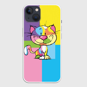 Чехол для iPhone 13 с принтом Кот в Санкт-Петербурге,  |  | abstraction | art | artist | black | cat | cool | draw | eyes | gray | kitty | kote | look | mustache | muzzle | orange | portrait | red | wool | абстракция | арт | взгляд | глаза | искусство | киса | кот | котэ | красный | оранжевый | портрет | п