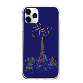 Чехол для iPhone 11 Pro Max матовый с принтом Париж в Санкт-Петербурге, Силикон |  | blue | drawing | eiffel tower | france | paris | romance | yellow | желтый | париж | рисунок | романтика | синий | франция | эйфелева башня