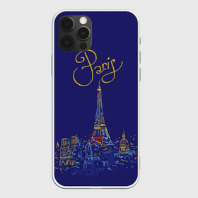 Чехол для iPhone 12 Pro Max с принтом Париж в Санкт-Петербурге, Силикон |  | blue | drawing | eiffel tower | france | paris | romance | yellow | желтый | париж | рисунок | романтика | синий | франция | эйфелева башня