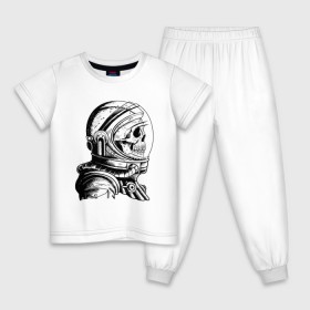 Детская пижама хлопок с принтом Скелет астронавт в Санкт-Петербурге, 100% хлопок |  брюки и футболка прямого кроя, без карманов, на брюках мягкая резинка на поясе и по низу штанин
 | арт | астронавт | космос | линии | скафандр | скелет | скетч | черно белый