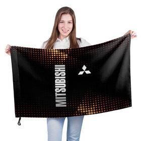 Флаг 3D с принтом Mitsubishi в Санкт-Петербурге, 100% полиэстер | плотность ткани — 95 г/м2, размер — 67 х 109 см. Принт наносится с одной стороны | mitsubishi | авто | автомобиль | лого | логотип | митсубиси | митсубиши | текстура