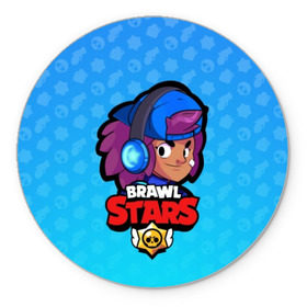 Коврик для мышки круглый с принтом Shelly - BRAWL STARS в Санкт-Петербурге, резина и полиэстер | круглая форма, изображение наносится на всю лицевую часть | Тематика изображения на принте: brawl | bull | colt | crow | el primo | game | games | leon | moba | online | penny | poco | shelly | spike | star | stars | wanted | брав | бравл | браво | звезда | звезды | игра | игры | онлайн | старс