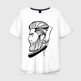 Мужская футболка хлопок Oversize с принтом Барбер в Санкт-Петербурге, 100% хлопок | свободный крой, круглый ворот, “спинка” длиннее передней части | barber | barbershop | барбер | барбершоп