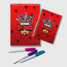 Блокнот с принтом BRAWL STARS - COLT в Санкт-Петербурге, 100% бумага | 48 листов, плотность листов — 60 г/м2, плотность картонной обложки — 250 г/м2. Листы скреплены удобной пружинной спиралью. Цвет линий — светло-серый
 | android | brawl stars | bull | colt | games | mobile game | stars | берли | бо | брок | ворон | джесси | динамайк | дэррил | игры | кольт | леон | мобильные игры | мортис | нита | пайпер | пенни | поко | пэм | рикошет | спайк | тара | фрэн