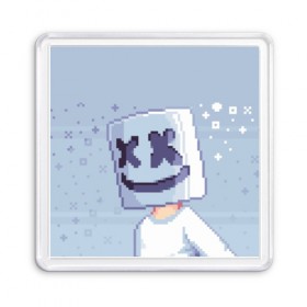 Магнит 55*55 с принтом Marshmello Pixel в Санкт-Петербурге, Пластик | Размер: 65*65 мм; Размер печати: 55*55 мм | fortnite | joytime | marshmallow | marshmello | маршмелло | маршмеллоу | фортнайт