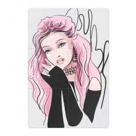 Магнитный плакат 2Х3 с принтом Очаровательная милая девушка с розовыми волосами в Санкт-Петербурге, Полимерный материал с магнитным слоем | 6 деталей размером 9*9 см | блестками | волосами | восхитительная | девушка | иллюстрация | красивая | мечтательная | милая | рисунок | розовый | розовыми | руки | украшения | украшениями | фэшн