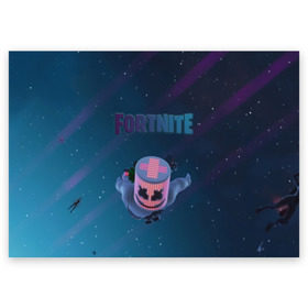 Поздравительная открытка с принтом Fortnite x Marshmello (Smail). в Санкт-Петербурге, 100% бумага | плотность бумаги 280 г/м2, матовая, на обратной стороне линовка и место для марки
 | 3d | fortnite | marshmello | smail | абстракция | дизайн | звезды | игра | искусство | космос | маршмеллоу | надпись | смайл | стиль | текстура | эмблема