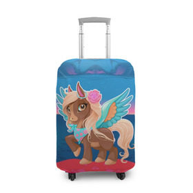 Чехол для чемодана 3D с принтом Милый единорог в Санкт-Петербурге, 86% полиэфир, 14% спандекс | двустороннее нанесение принта, прорези для ручек и колес | pony | грива | девочка | единорог | конь | копыта | красивая | лошадка | лошадь | милая | пони | природа закат | радуга